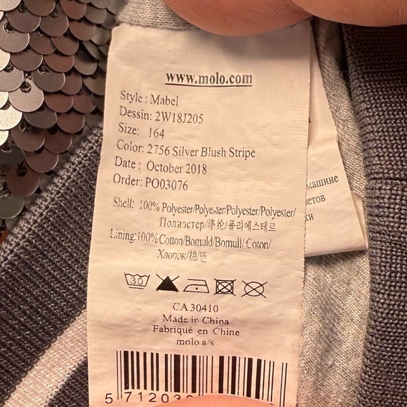 MOLO SIZE 164 Sequin Sweatshirt Size 14 US - Picture 3 of 8